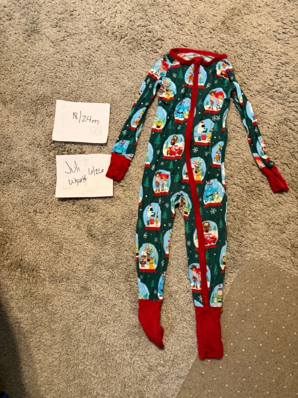 Little Sleepies Disney Pixar Kids Holiday Snow Globe One-Piece Pajamas